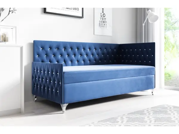 JULIA 3M łóżko tapicerowane 100x200 z zanóżkem do sypialni glamour